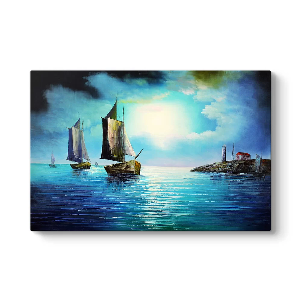 Gece Deniz Manzarası Tablosu - Model 1
